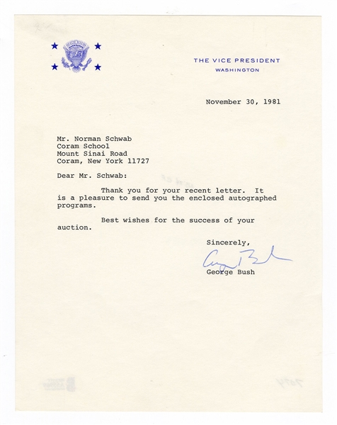 George H. W. Bush Signed Letter Beckett LOA