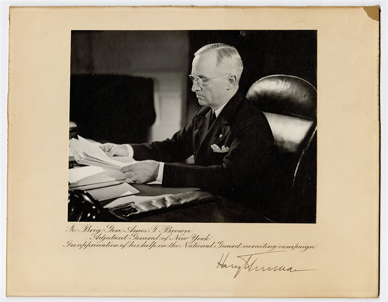 President Harry Truman Signed Portrait Display JSA LOA