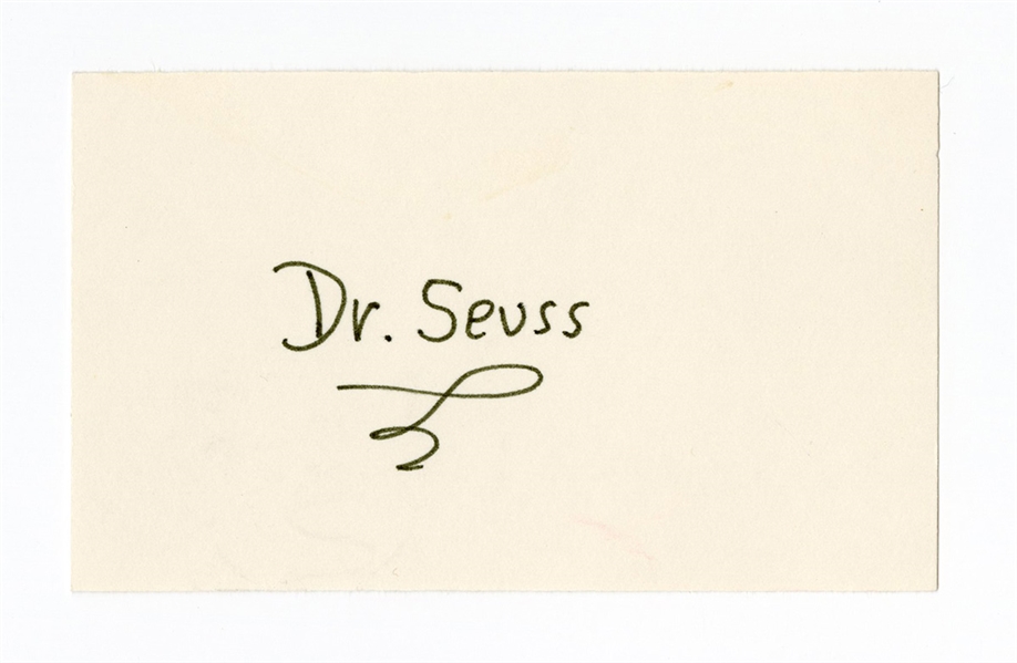 Dr. Seuss (Theodor Seuss Geisel) Signed Index Card JSA LOA