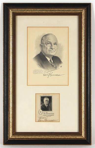 President Harry Truman Signed FDR Memoriam Cut Cachet JSA LOA