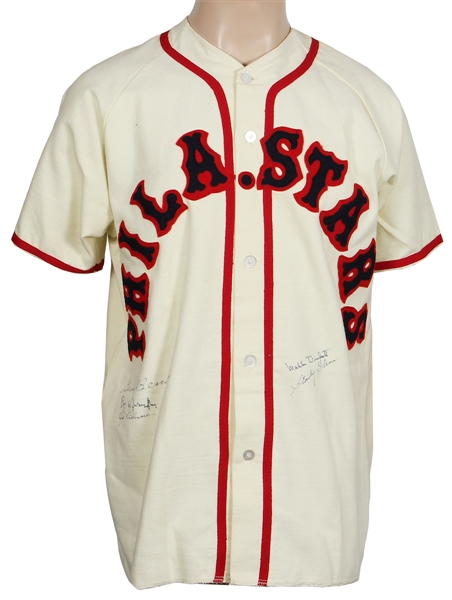 Negro League Multi-Signed Jersey - with Gene Benson, Roy Williams, Stanley Glenn and others.