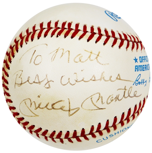Mickey Mantle Signed & Inscribed Baseball