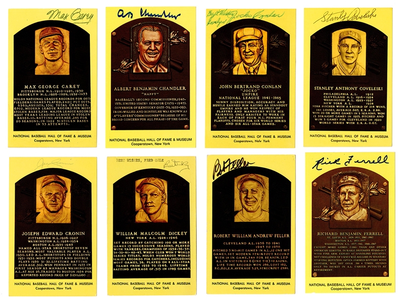 Group of 42 Signed Baseball Hall of Fame Plaques