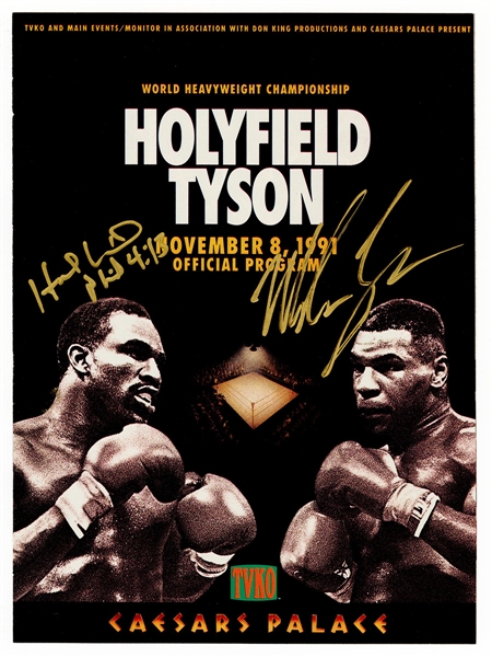 Mike Tyson and Evander Holyfield Signed Official 1991 Fight Program JSA Authentication