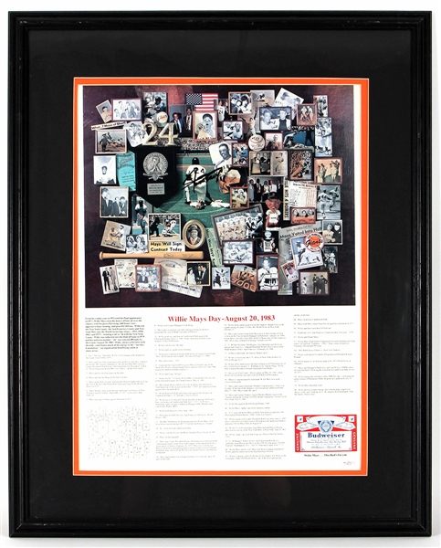 Willie Mays Signed “Willie Mays Day-August 20, 1983” Display JSA Authentication