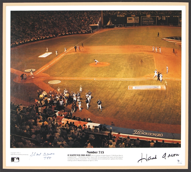 Hank Aaron Signed Home Run “Number 715” Photographic Print