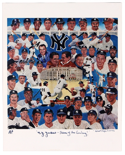 Robert Stephen Simon Signed New York Yankees Lithograph