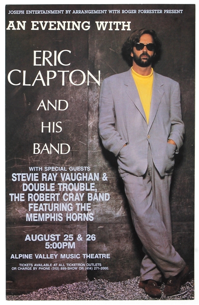 Eric Clapton Featuring Stevie Ray Vaughan and Robert Cray Original Concert Poster