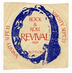 Original 1969 Rock & Roll Revival Festival Concert Featuring John Lennon & Yoko Ono Original "BUTT-ON" Backstage Sticker Pass