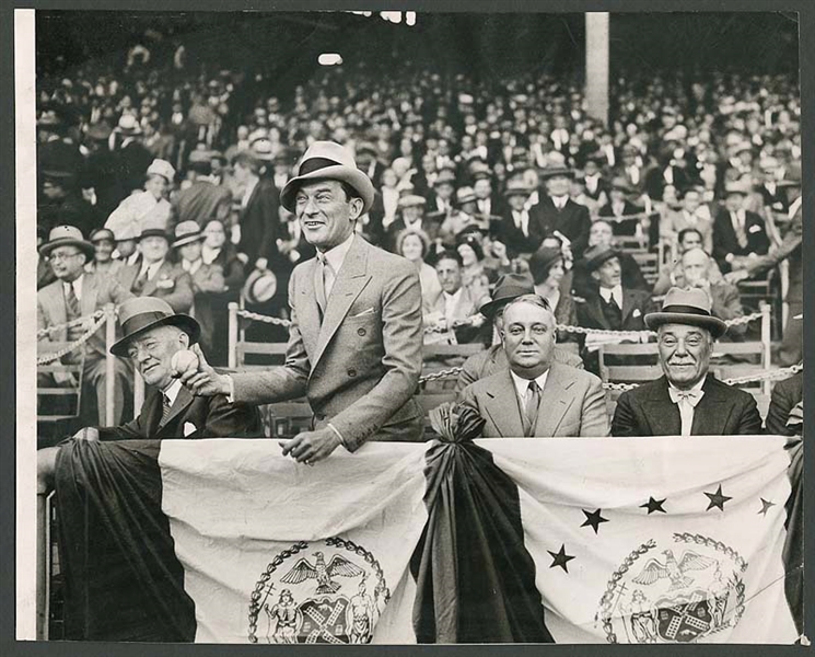 Mayor Jimmy Walker Original Baseball Wire Photograph
