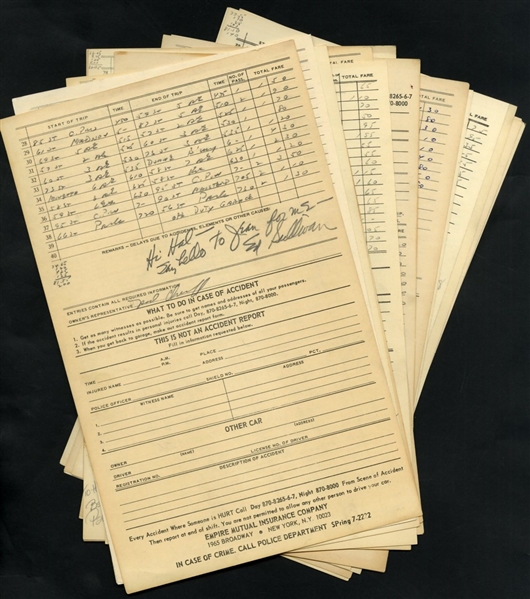 Group Lot of Famously Signed New York City Cab Drivers Log Sheets (16)