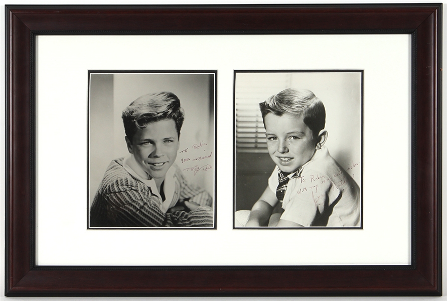 Leave It To Beavers Jerry Mathers & Tony Dow Vintage Cast Signed Publicity Photographs