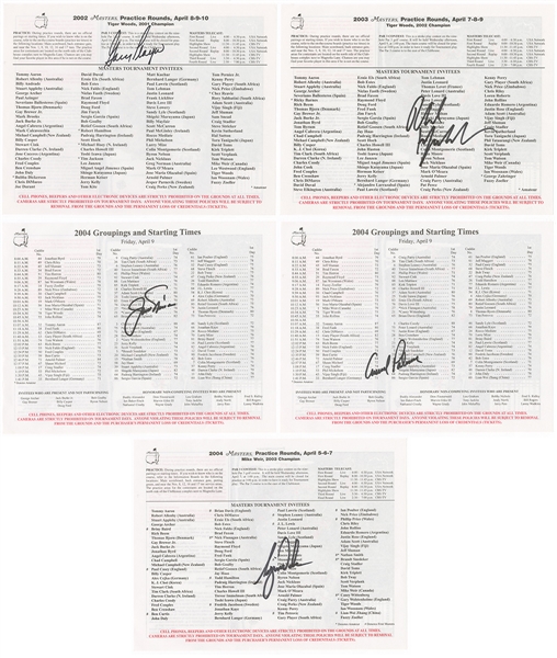 Tiger Woods Arnold Palmer Jack Nicklaus Gary Player Phil Mickelson Signed Masters Card Lot