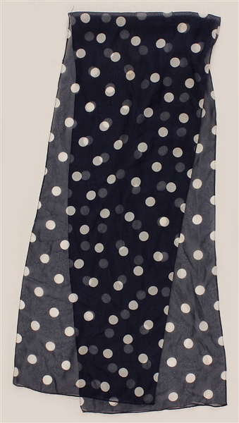 Prince Stage Worn Long Navy Blue Sheer Scarf with White Polka Dots