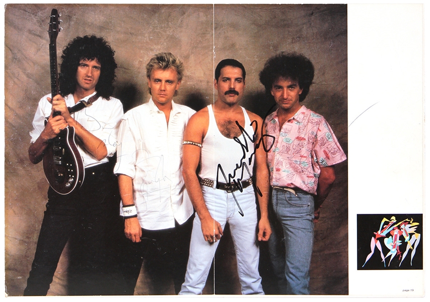 Queen Band Signed “Live Magic” Program Page Measuring 14 x 20 JSA 