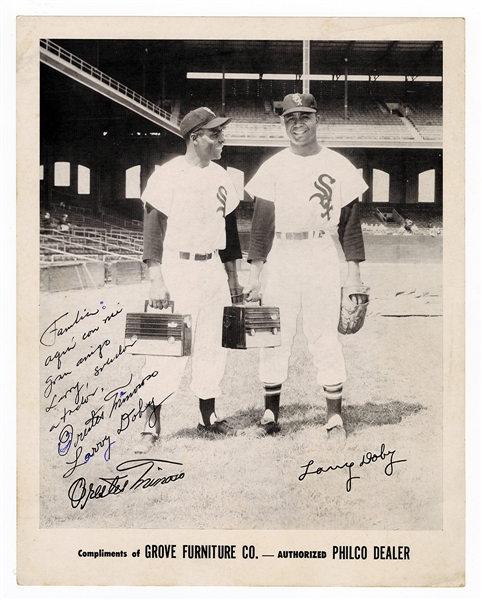 Larry Doby and Minnie Miñoso Signed Premium Black and White Photograph
