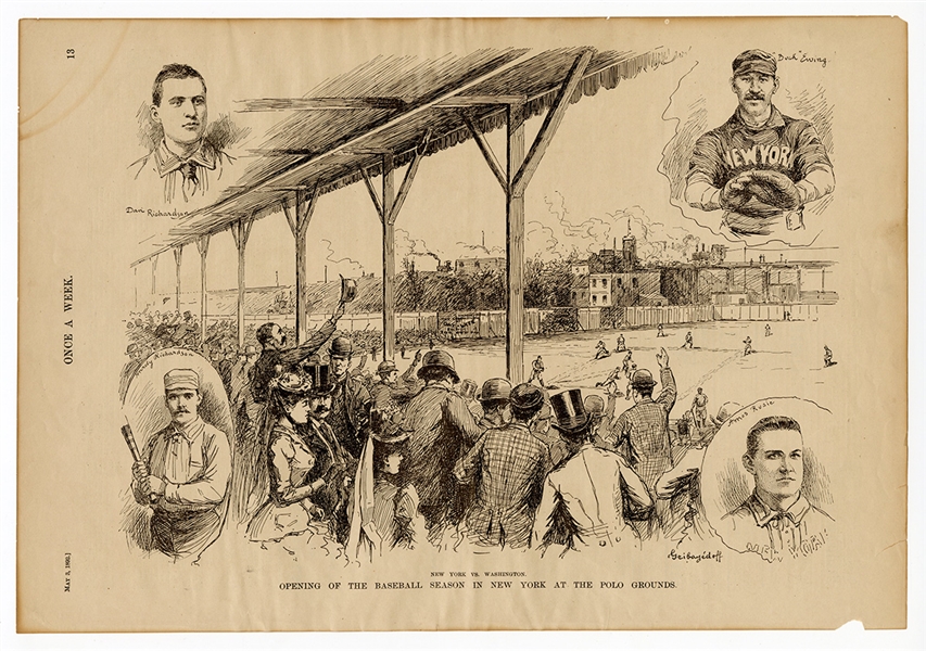 Original Newspaper Premium Opening of 1893 Baseball Season in NY