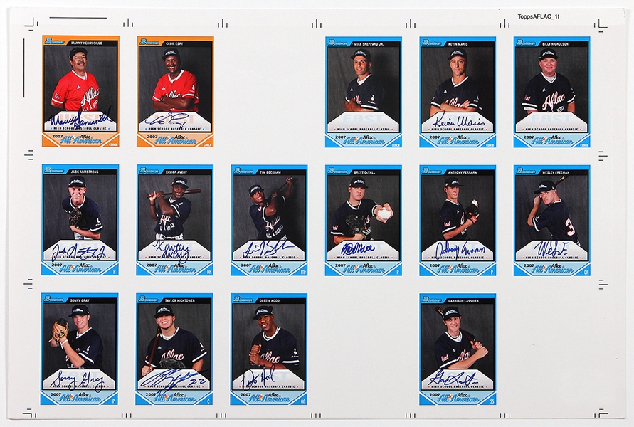 Aflac High School All American Uncut Sheets with Autographs Featuring Gerrit Cole