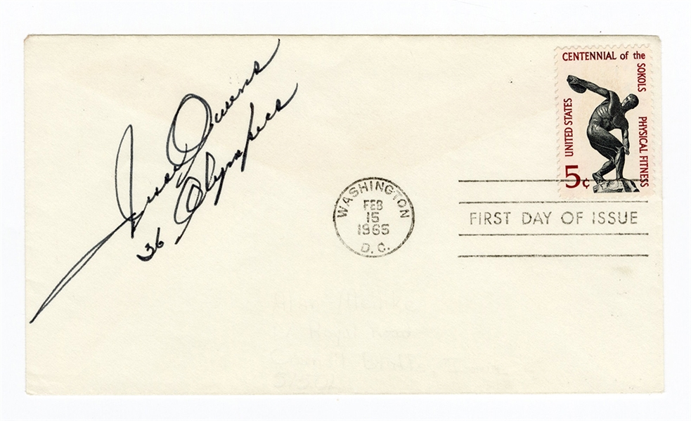 Jesse Owens Signed First Day Cover JSA 