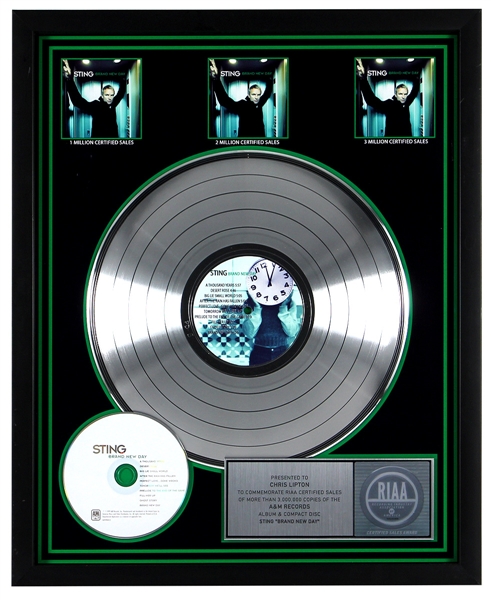 Sting "Brand New Day" Original RIAA Platinum Album & Compact Disc Award