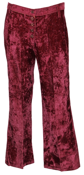 Janis Joplin Owned and Worn Wine Velvet Pants