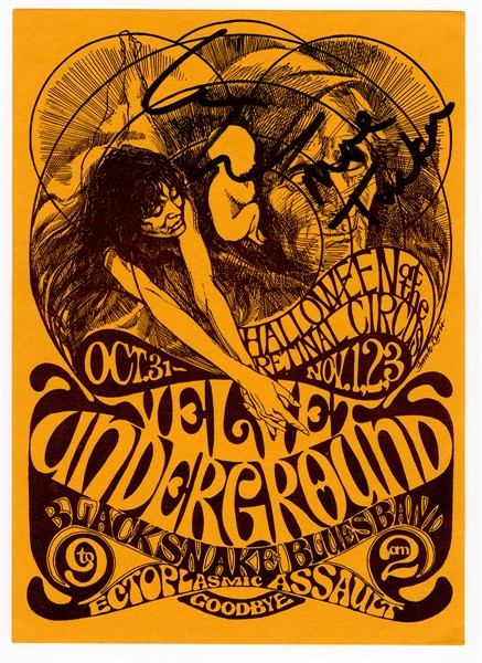 Lou Reed and Moe Tucker Signed Original Velvet Underground Concert Flyer