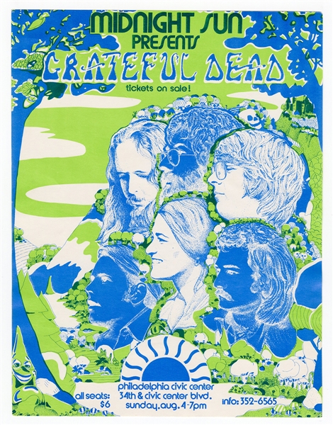 Grateful Dead Original 1973 Philadelphia Civic Center Concert Handbill