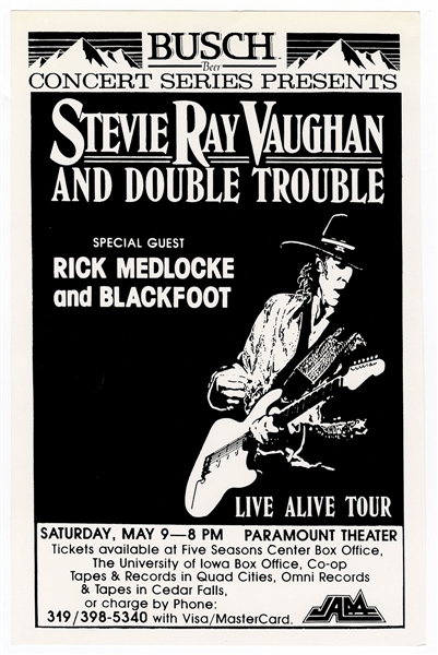 Stevie Ray Vaughan and Double Trouble "Live Alive Tour" Original Concert Poster