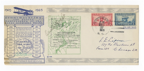 Orville Wright Signed Kitty Hawk Flown Postage Cover JSA