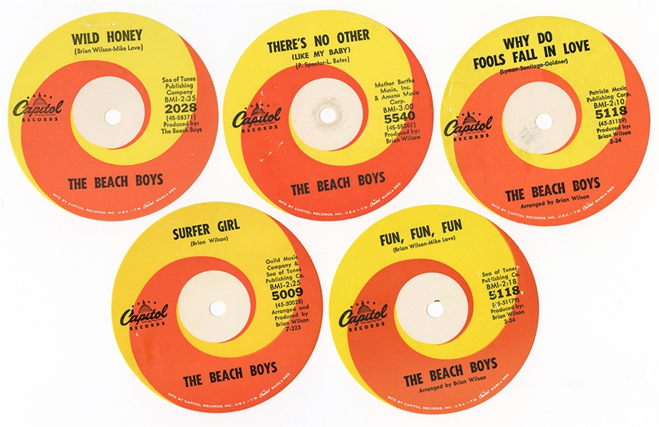 Collection of Unused Beach Boys 1960s 45 Record Labels