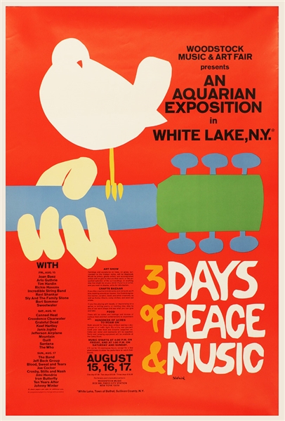 Woodstock Music Festival Original 1969 Concert Poster