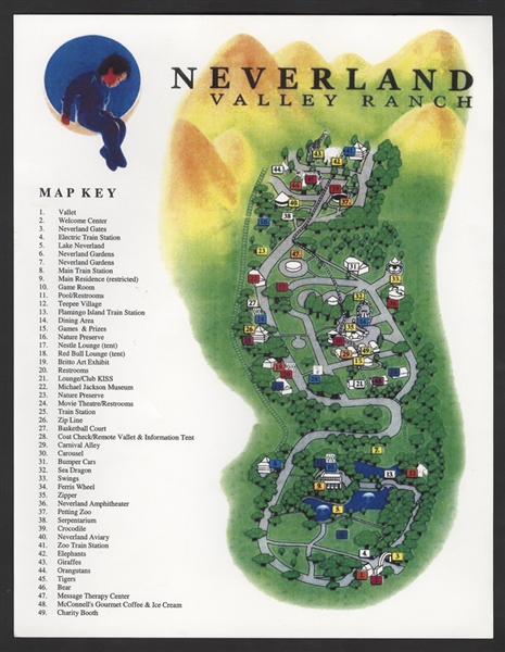 Michael Jackson Neverland Valley Ranch Original Map