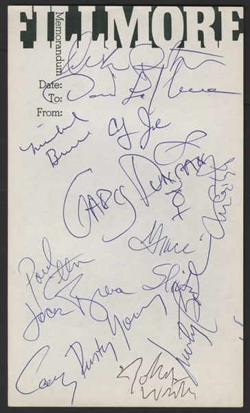 Fillmore East Original Stationery Signed by 13 Former House Bands