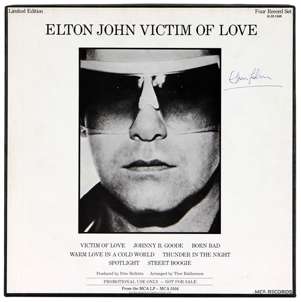 Elton John Vintage Signed “Victim of Love” Promo Set