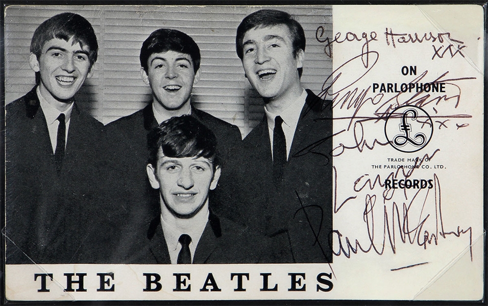 Lot Detail - The Beatles Signed Parlophone Promotional Card Frank ...