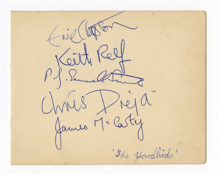 The Yardbirds Signed Album Page with Eric Clapton JSA