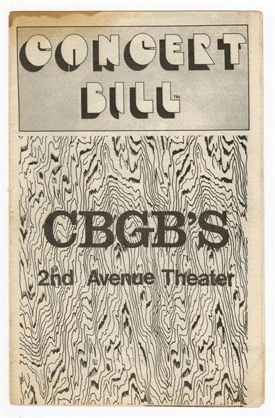 CBGB 2nd Avenue Theater Concert Handbill featuring The Talking Heads