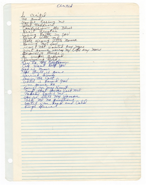 B.B. King Handwritten Setlist