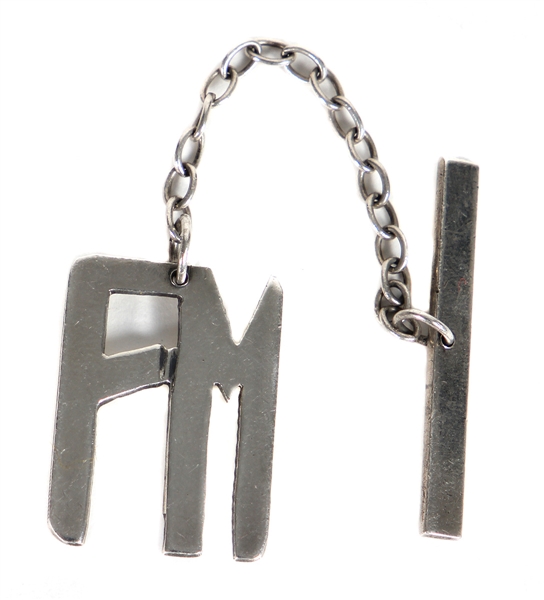 Queen Freddie Mercury Owned & Worn "FM" Initial Sterling Silver Chain Button Bar