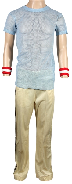 Queen Freddie Mercury Stage Worn Blue Mesh Shirt, Adidas Pants and Wrist Sweatbands