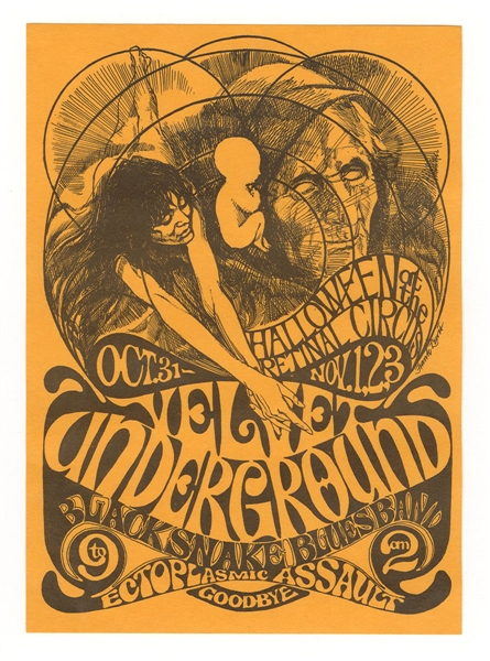 Velvet Underground (Lou Reed) Original 1968 Halloween Concert Flyer Handbill