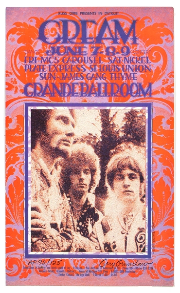 Cream (Eric Clapton) Poster Signed by Artist Gary Grimshaw Limited Edition