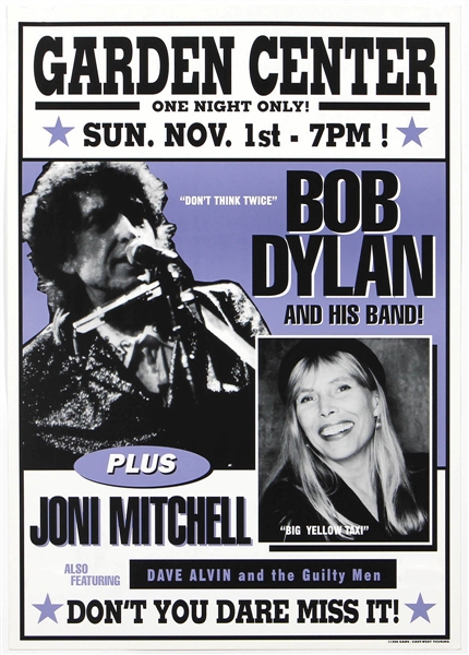 Bob Dylan & Joni Mitchell Original 1998 Concert Poster