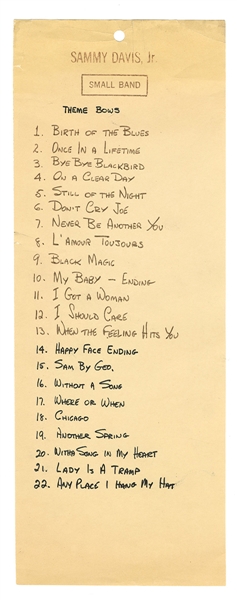 Sammy Davis Jr. Handwritten Setlist