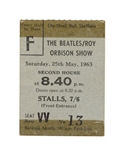 The Beatles 1963 Original Concert Ticket Roy Orbison Tour