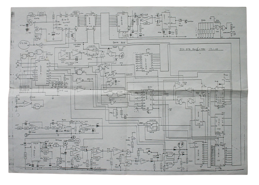 Def Leppard Rick Allen Original Wiring Diagram for 1986 "Return" Drumkit
