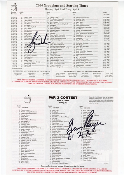 Golf Legends Signed Masters Player Pairings Sheets: Featuring Tiger Woods, Arnold Palmer and Phil Mickelson