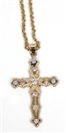 Elvis Presley Owned & Worn 14kt Gold Diamond Cross Necklace