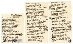 Bob Dylan Handwritten & Signed "Subterranean Homesick Blues" Working Lyrics Rosen LOA