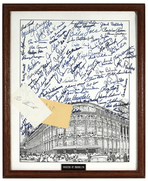 Brooklyn Dodgers Ebbets Field Lithograph Over 60+ Autographs